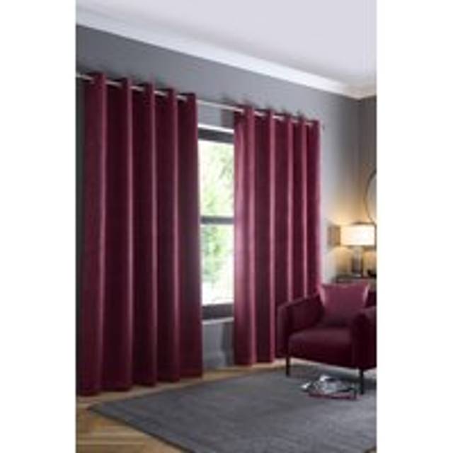Fusion Strata Ready Made Dimout Eyelet Curtains Wine - Purple