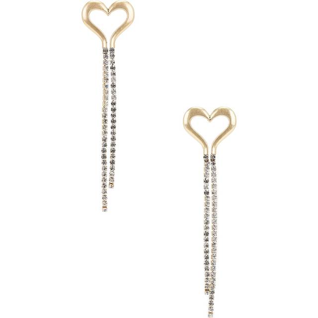 AREA Heart Fringe Earrings in Gold - Metallic Gold. Size all. (all)