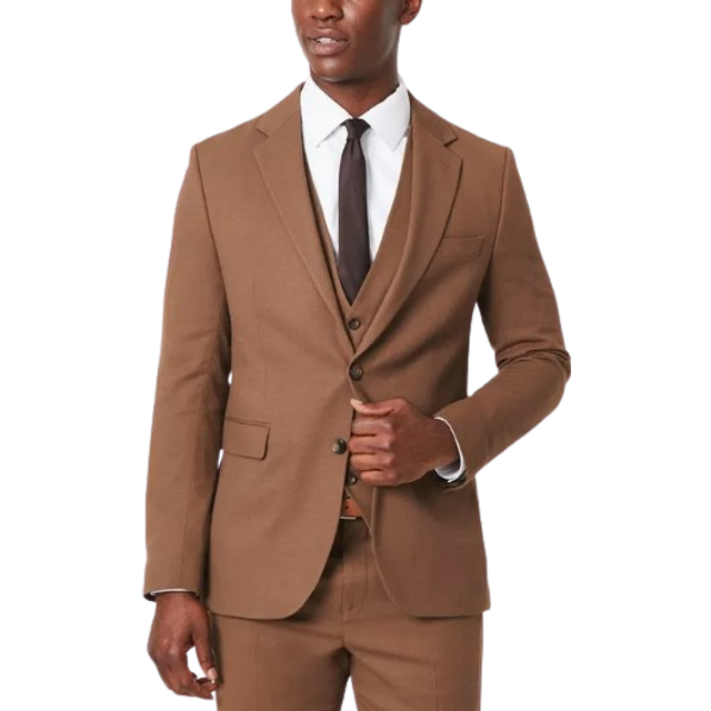 Mens Copper Plain Weave Slim Fit Suit Jacket