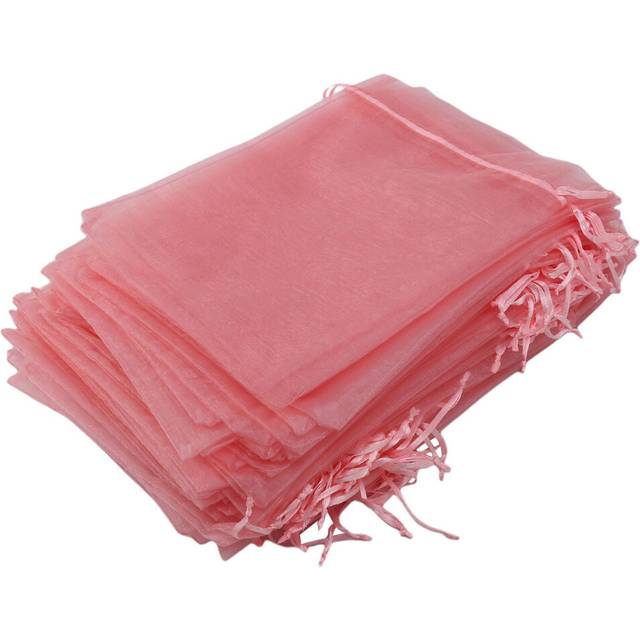 100Pcs Large Organza Bags Blush Pink, 17X23 cm Mesh Gift Bags Drawstring Jewelry Pouches for Christmas Wedding