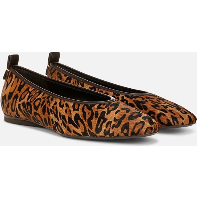 27 EDIT Carla Ballet Flat Shoes, Leopard Print Fabric Leather, 5.0M Slip-On Fit, Rubber Outsole