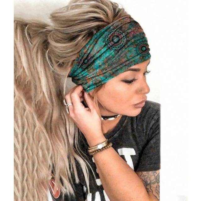 SHEIN 1pc Bohemia Style Wide Headband For Sports, Fitness, Yoga, Sweat Absorption Street,Gym Hair Band Turban Headband Sweatband