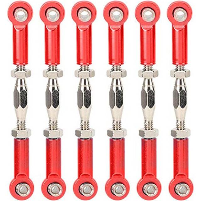 RC Pull Rod, 6Pcs Adjustable Servo Links Tie Rod Aluminum Alloy Turnbuckle Rod Linkage Set for RC Hobby Car Model(Red)