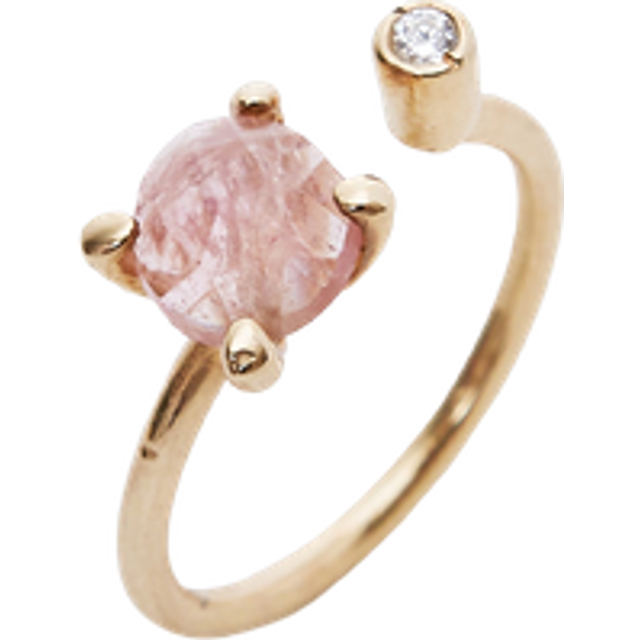Womens Sterling Silver Solitaire Ruby Gold Plated Adjustable Ring - Metallics - One Size