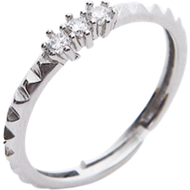 Sterling Silver Three Round Gem Stacking Ring