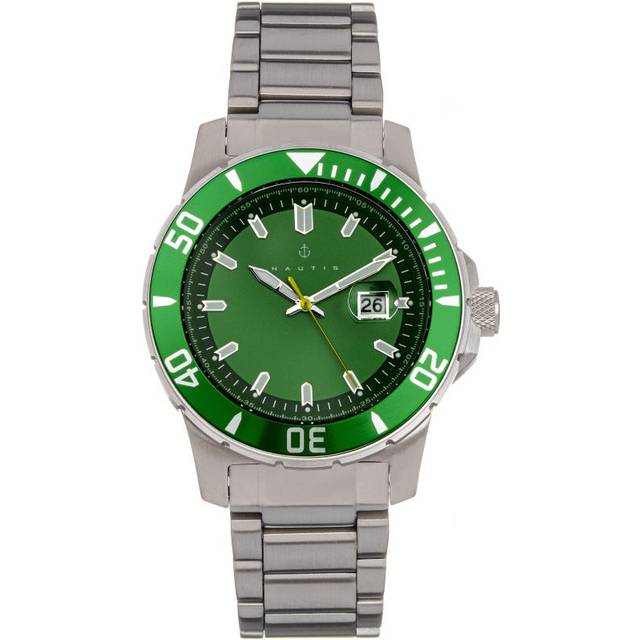 Nautis Mens Admiralty Pro 200 Bracelet Watch w/Date - Green Stainless Steel - One Size