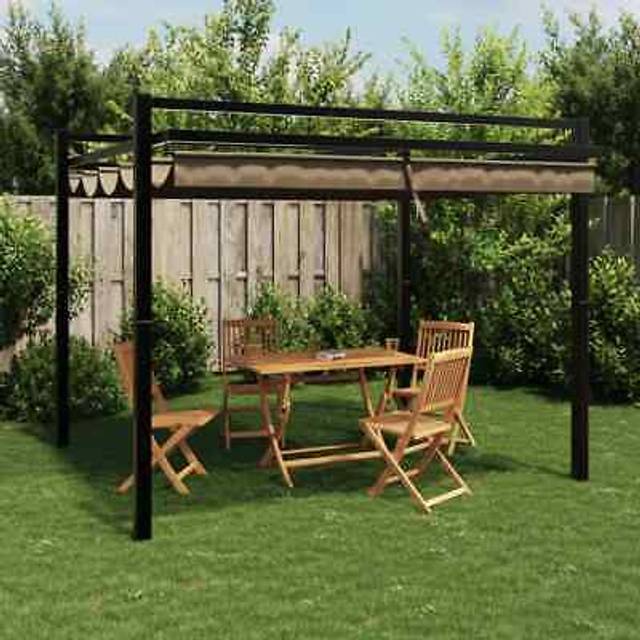 vidaXL Garden Gazebo with Retractable Roof Taupe 3x3 m Aluminium