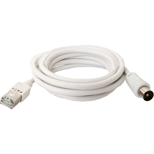 Koaxialkabel Koax Hane - RJ45 (8P8C) Hane 2.00 m Vit