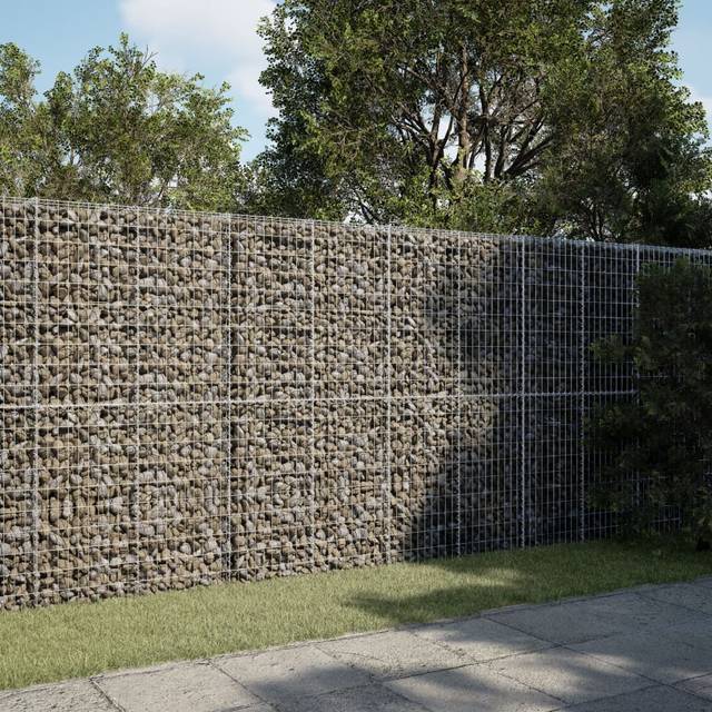 vidaXL Gabion Basket with Cover 300x100x200 cm Galvanised Iron - Silver