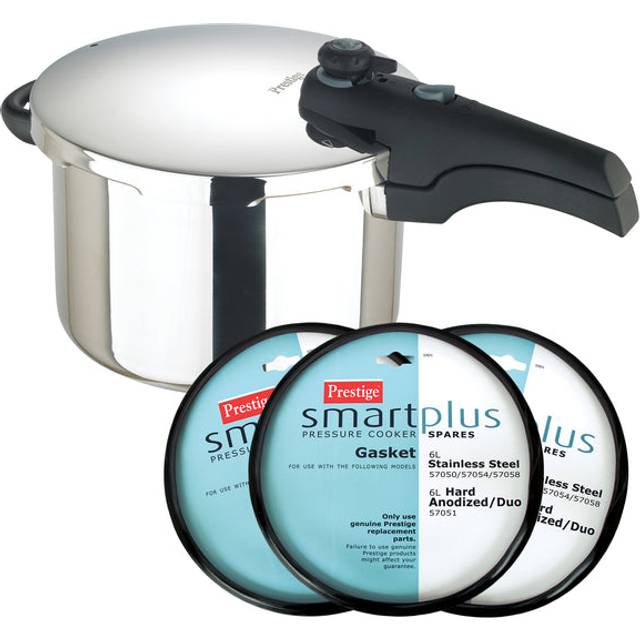Prestige:Induction 6 Litre Pressure Cooker & Gasket Spares Set