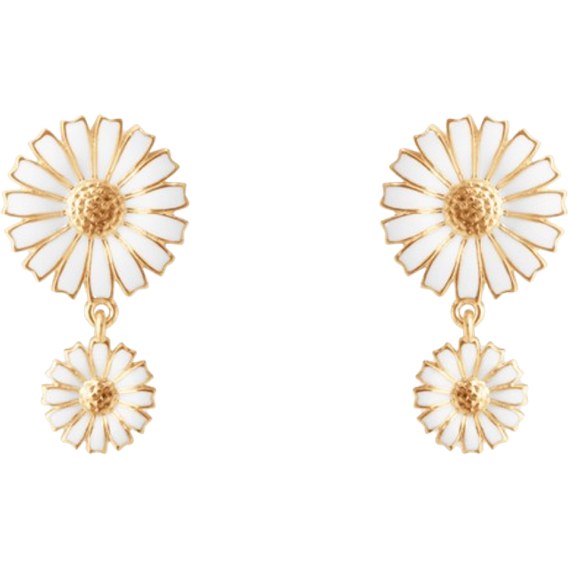 Georg Jensen Daisy Double Earrings - Gold/White