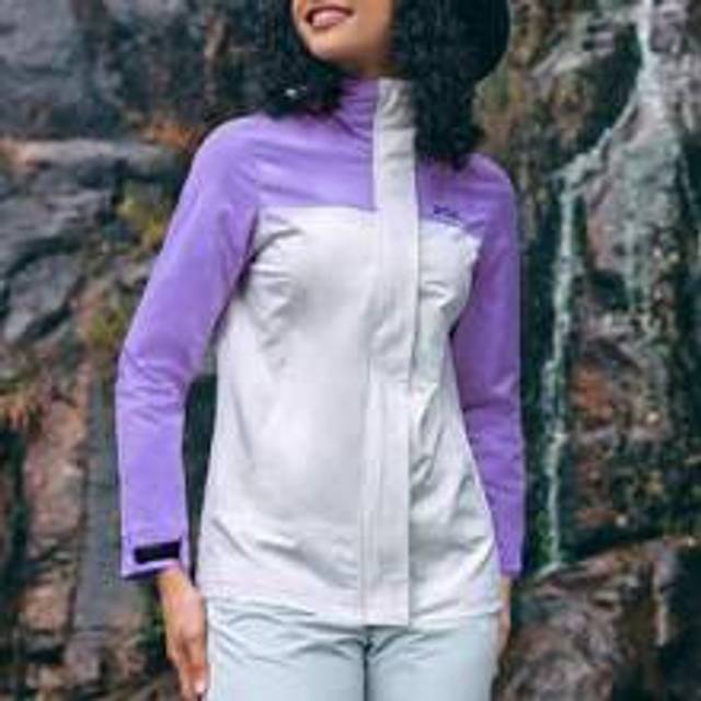 Kvinnors Färgblock Lapptäcke Huva Utomhus Jackor - Mauve Lila (L,M,S,XL)