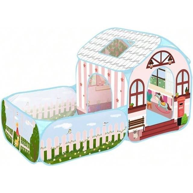 SHEIN Play Tent For Boys And Girls, With Rooftop And Door Curtain ,Pop Up Play Tent House Villa  For Kids Toddlers, Indoor And Outdoor Use, Foldable, Portab