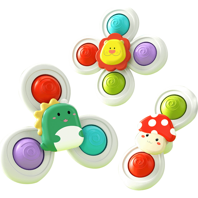 SHEIN 3Pcs/Set Suction Cups Spinning Top Toy Game Relief Stress Rotating Rattle Bath Shower Toys Children Gift(Some Parts Are Sent Random)