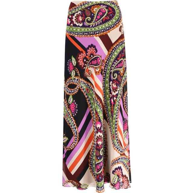 Womens Ro&Zo Paisley-Print Bias-Cut Satin Maxi Skirt