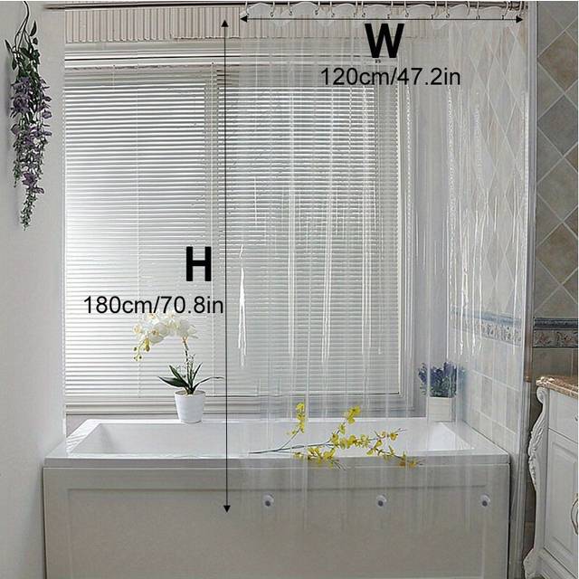 (120*180) Transparent Shower Curtain, Waterproof Shower Curtain With Rust Resistant Grommets And Hooks