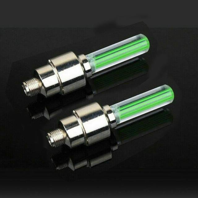 (a-2pcs green) Waterproof Bike Light with AG Battery Mountain Road Bike Bicycle Lights LED Tyre Tire Valve Caps Wheel Spokes Light Accessories
