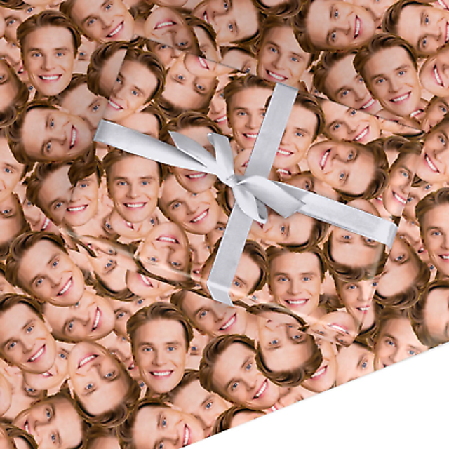 Personalised birthday wrapping paper face photo funny gift wrap for him her kids
