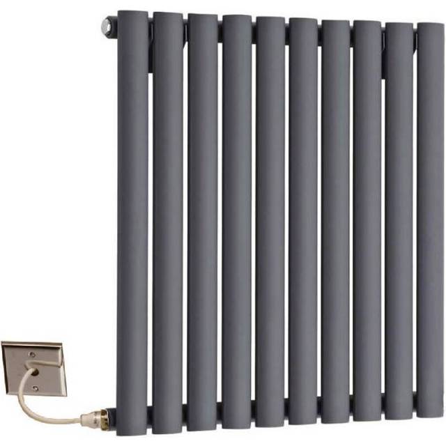 (767mm) Electric Single Oval Panel Radiators 600mm High 413mm Wide  Anthracite