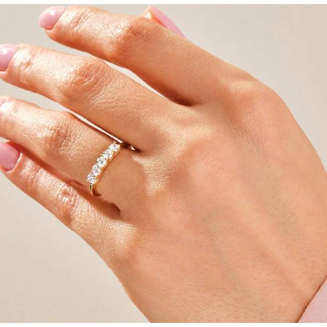 SHEIN 1Pc Moissanite Engagement Ring Wedding Band S925 Sterling Silver Promise Ring Eternity Ring Anniversary Ring Luxury Jewelry Gifts For Women Rhinestone