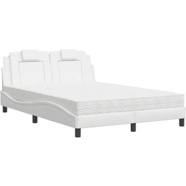vidaXL Säng med madrass vit 140x200 cm konstläder