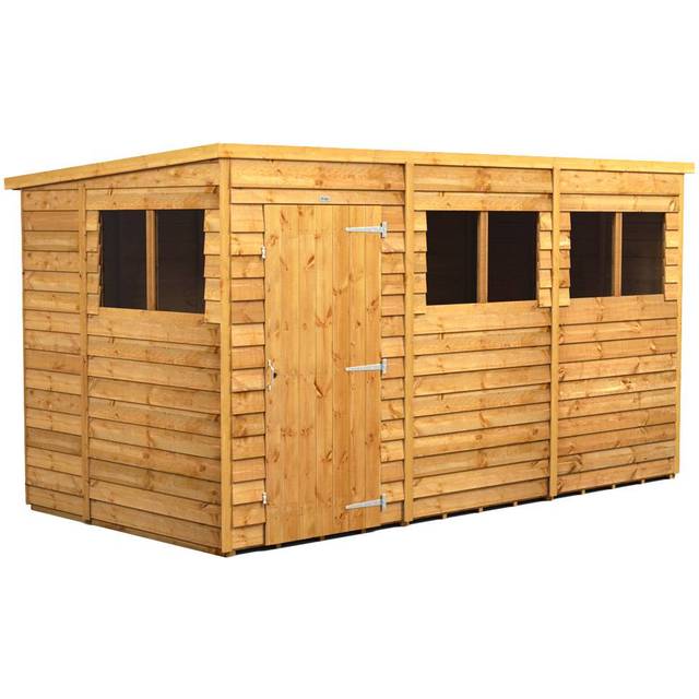 12X6 Power Overlap Pent Shed, Brown