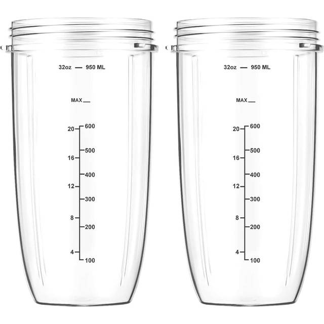 för Nutribullet Cup 2-pack, 950 ml Nutri Bullet Mixer-koppar, ersättningskopptillbehör passar NutriBullet 600 W 900 W näringsutdragare