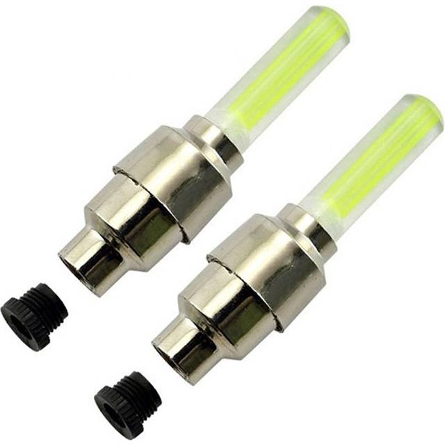 (a-C Yellow) 2pcs Bike Spoke Light Bicycle LED Taillight MTB Wheel Tire Nozzle Valve Caps Lamp Cycling Warning Head Rear Lights Accessories