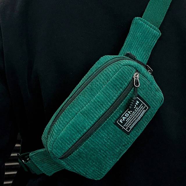 SHEIN 1pc Solid Color Corduroy Fabric Fashionable All-Match Mini Chest Bag In Sports & Leisure Style Waist Fanny Sling Bum Shoulder Work Weekend Travel Camp