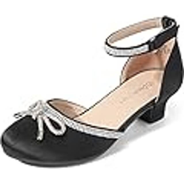 Dream Pairs Girls Dress Shoes Closed Toe Low Heels Ankle Strap Pumps For Toddler Little Big Kid Flower Party Wedding Princess