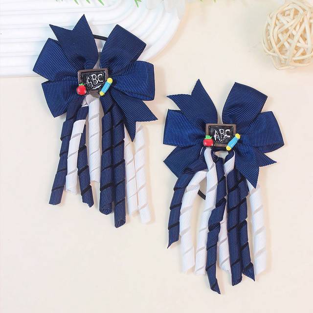 SHEIN 2pcs Bow Tie Hair Scrunchies For Kids, Suitable For Everyday Use