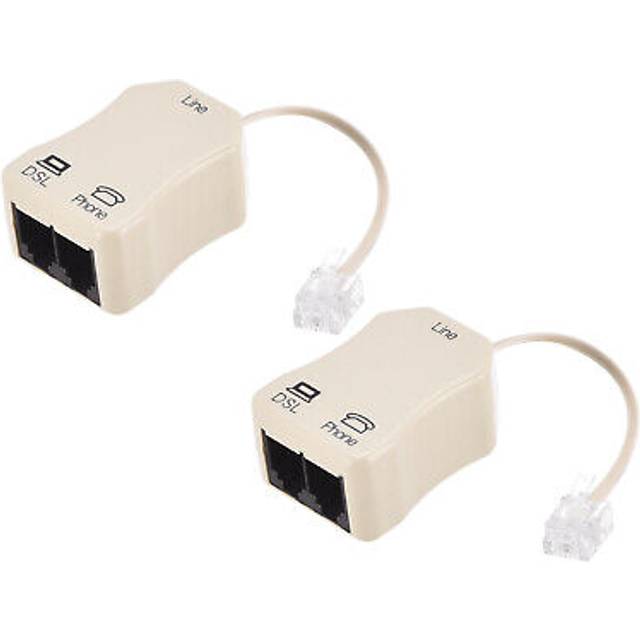 Dsl splitter filter, 6p2c 2 way phone line splitter for telephone 2pack