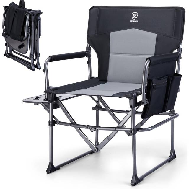 EVER ADVANCED Directors Chair for Adults, Oversized Camping Chair for Heavy People, Folding Chair with Side Table, Heavy Duty Camping Chair Portable