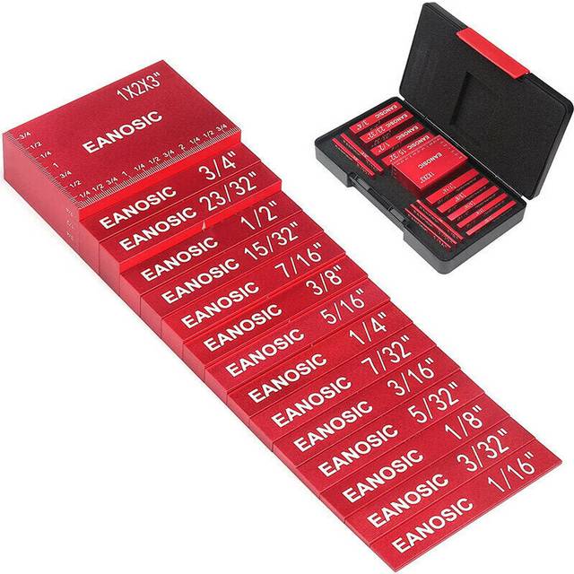 (Orange, Imperial) 15pcs Woodworking Precision Aluminum Alloy Setup Bars Positioning Blocks Height Gauge Right Angle Tools for Router Table Saw Access