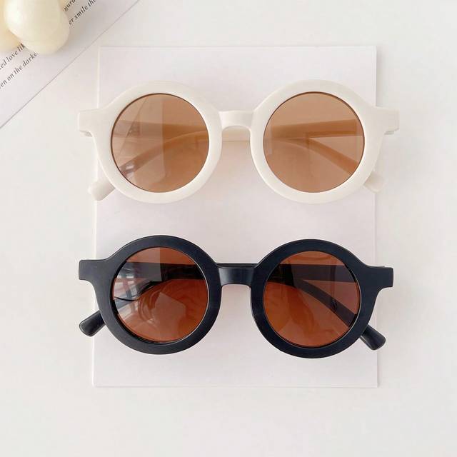 SHEIN 2Pcs Baby Boys Girls Cute Fashion Round Kids Children Fashion Glasses Eyewear, Card Only Show, Don&#39;t Shipping