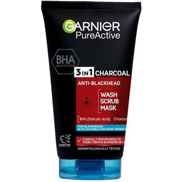 Garnier pure active 3in1 charcoal mask-wash-scrub for blackheads and spots 150ml