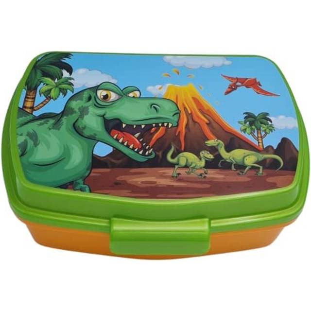 - Dinosaur T-REX Lunch Box - School Travel Lunch Food Box - Rectangular & Dino Lunch Box - Lunch and Snack Container 18x5x13 CM