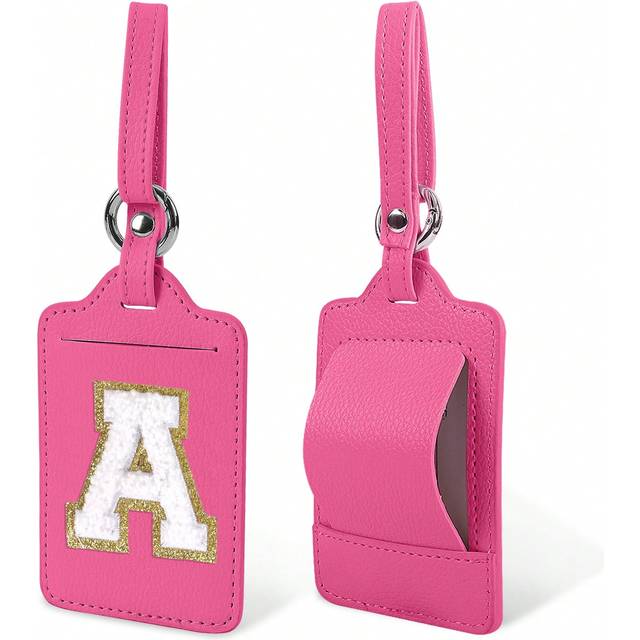 SHEIN Waterproof Initial Letter Luggage Tag A For Suitcases TSA Approved, PU Leather Personalized  Luggage Tags With Privacy Cover Name Card, Rose Cute Mono
