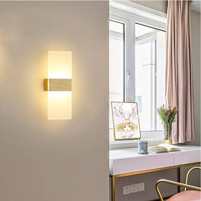 Modern LED Wall Light Indoor, 10W Frosted Acrylic Wall Lamp, for Living Room Bedroom Corridor Stairs Lighting, Warm Light 3000K, Gold
