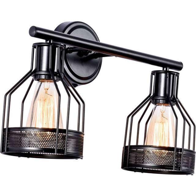 Wall Lights Industrial Lighting, Bathroom Indoor Cage Light Fixture, Metal Shade with Black Finish, Vintage Wall Sconces Home Retro Lights(Bulb Not