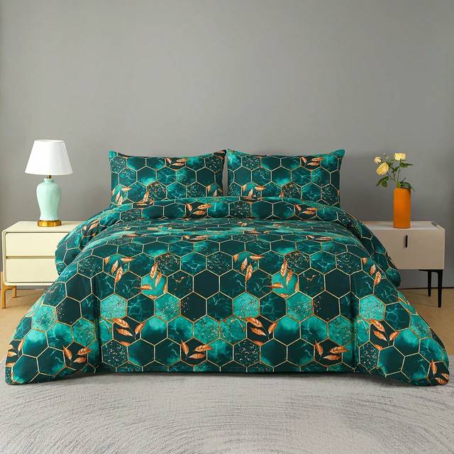 SHEIN 2/3pcs Traditional Printed Bedding Duvet Cover Set Geometric Floral Style Including 1 Duvet Cover And 1/2 Pillowcase(S)