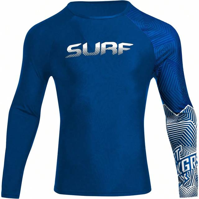 Manfinity Men&#39;s Holiday Beach Printed Patchwork Long Sleeve Surfing T-Shirt Athletic Workout Shirt