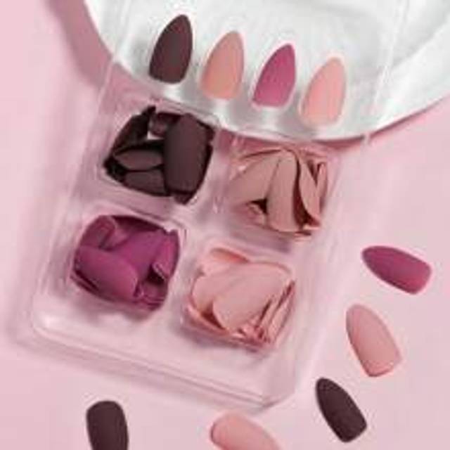 96piece(Mörkbrun/Naken/Lila/Ljusrosa) 4 Matta Färger Gradient Konstgjorda Naglar Jelly Lim Press On Nails Mandel - Gel Nails Series | Hot Elegant Brow