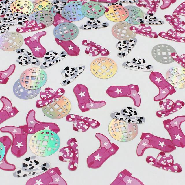 SHEIN 100pcs Western Cowgirl Table Confetti For Horse Race Party Decorations Birthday Disco Hen Party, Back To School Valentine Day Mother&#39;s Day Graduation