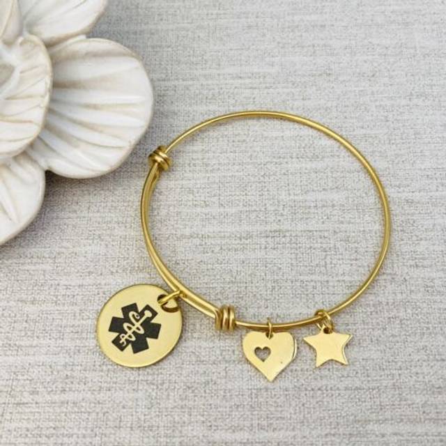 Sample sale ladies medical alert bangle jewelry bracelet womens epilepsy 042