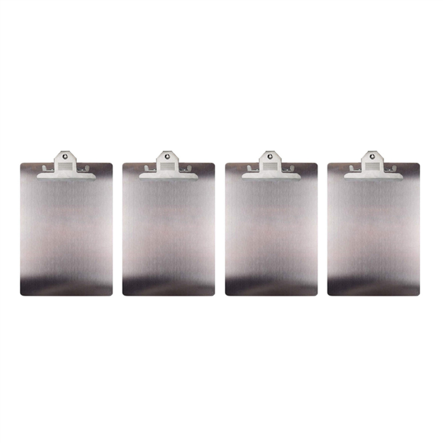 4X File Folder Metal Clipboard A4 Stainless Steel Clip Board Organizer Binder Board Menu Splint for Office School Teach