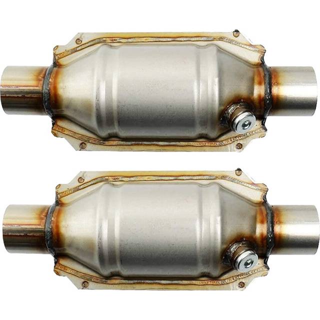 2X Inlet/Outlet Universal Catalytic Converter, with O2 Port & Heat Shield 53004 Car Stainless Steel Catalytic Converter
