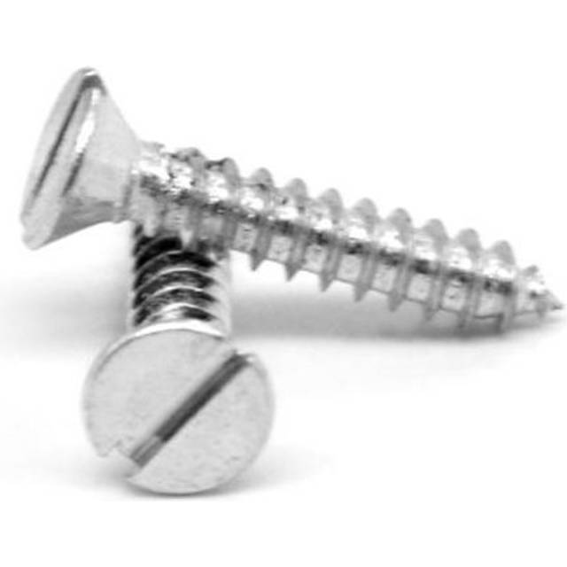 No.10-12 x 1 in. Slotted Flat Head Type A Sheet Metal Screw, Low Carbon Steel - Zinc Plated - 3000 Piece