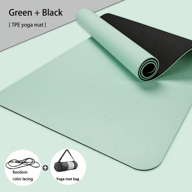 SHEIN TPE Yoga Mat, Non-Slip, Fitness Exercise Mat With Carrying Strap, Professional Yoga Mat, Suitable For Home, Pilates And Floor Workouts, Random Color S