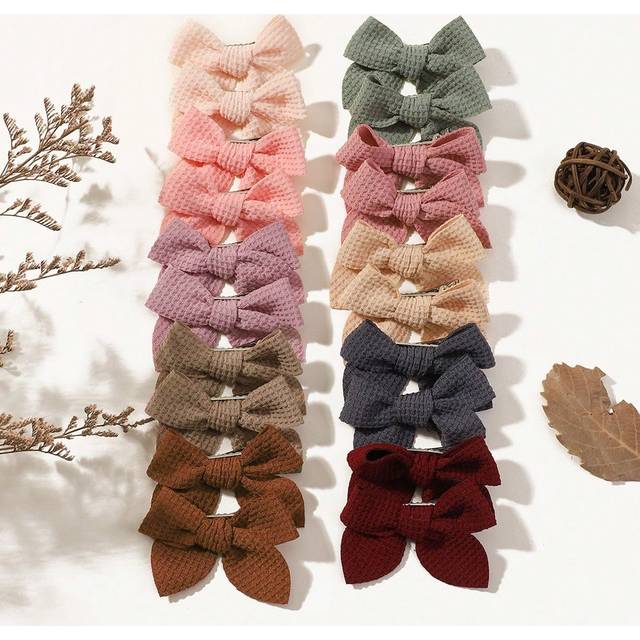 bilicaca 20pcs Cloth Handmade Children&#39;s Bow Hair Clips, Morandi Alligator Hair Clips, Girl&#39;s Hair Accessories